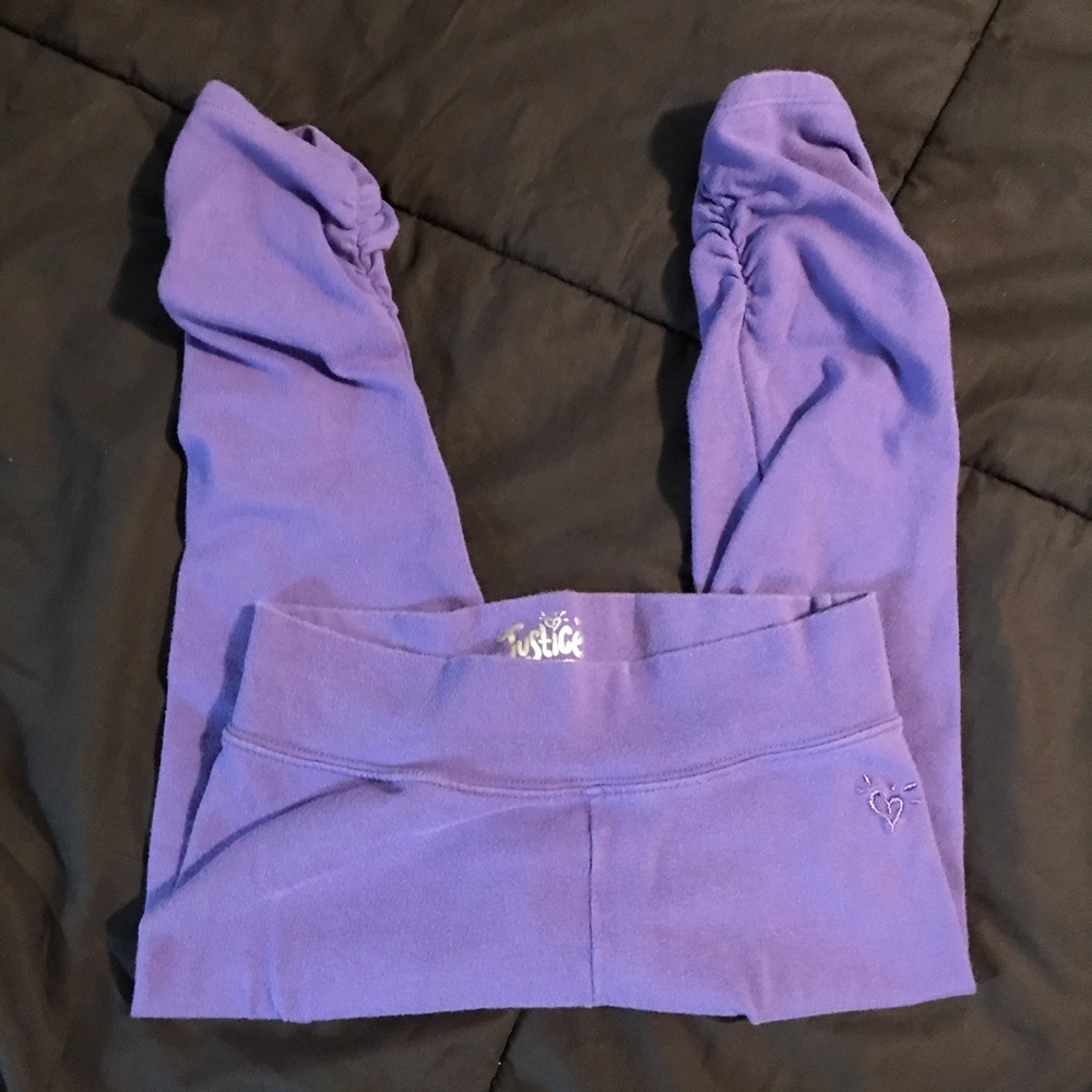 Girls Justice Purple Capri Pants Size 7 Button Calf Line